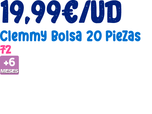 19,99€/UD Clemmy Bolsa 20 Piezas 72 ￼ 