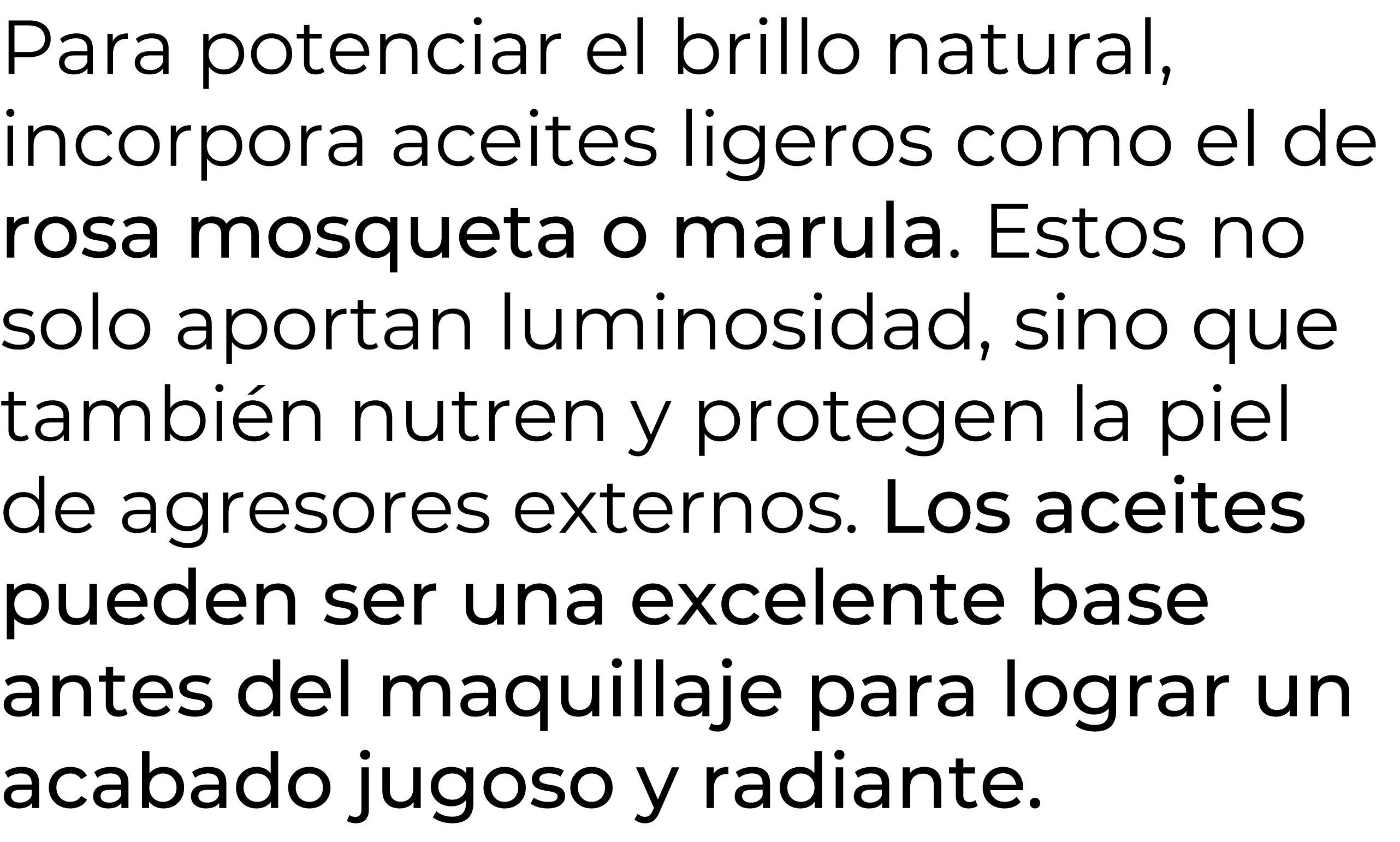 Para potenciar el brillo natural, incorpora aceites ligeros como el de rosa mosqueta o marula. Estos no solo aportan ...